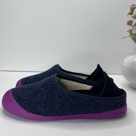 Mahabis Curve Slip On Slippers Larvik Dark Grey Skane Yellow Shoes M6.5/W8 NWB - Picture 1 of 8
